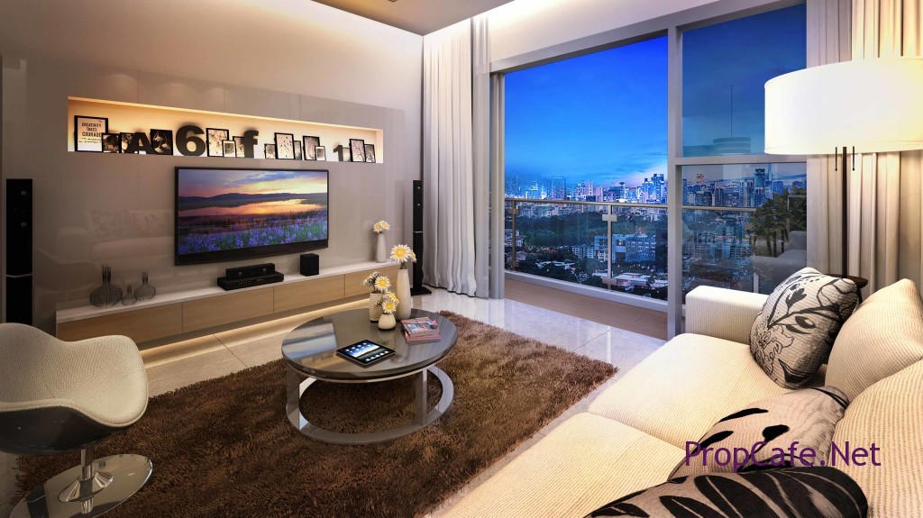 View from the living room of a V Residences 2 unit with the breathtaking view of the KL Skyline