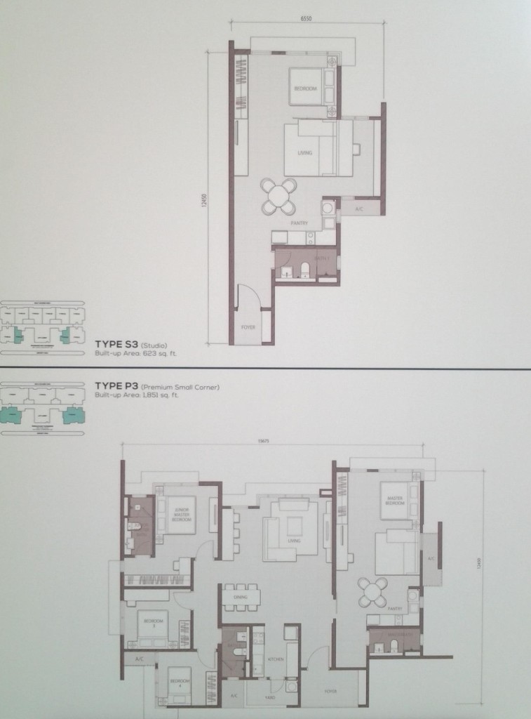 The Prized 623sqft Studio and premium small corner layout