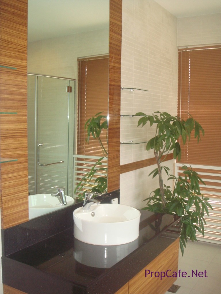 Master bathroom. Well they just got to keep up with the theme of more timber.